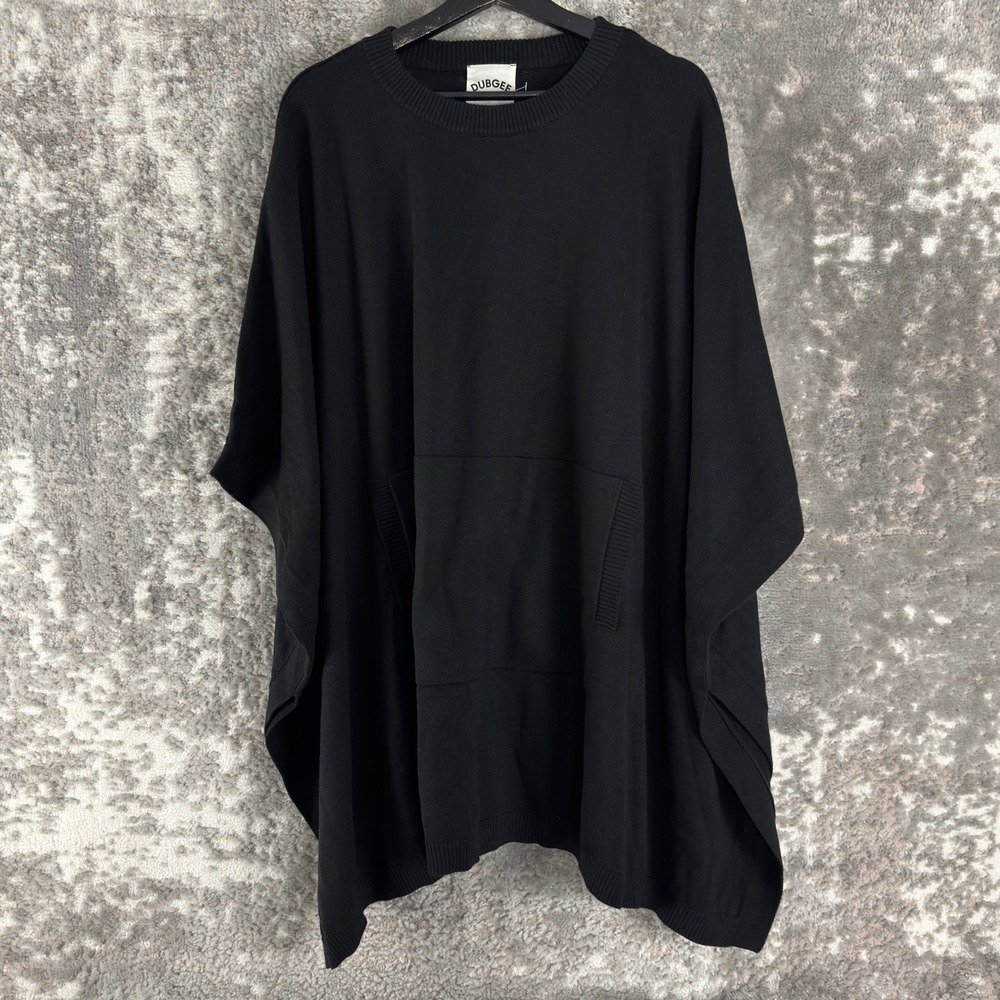 Dubgee Size‎ O/S Knit Pocket Poncho Cape Sweater Black Short Sleeve Womens